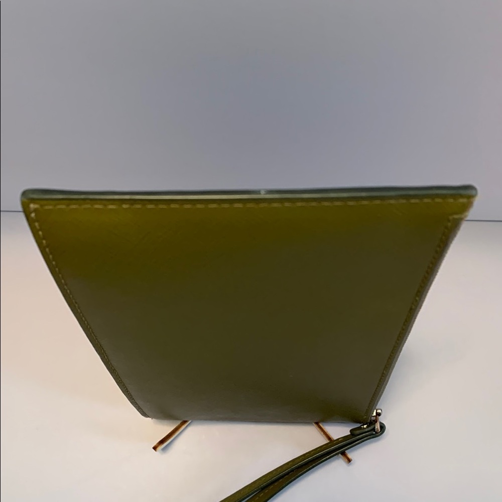 Kate Spade Olive Saffiano Leather Wristlet W Butterfly Bag Charm - Picture 7 of 16
